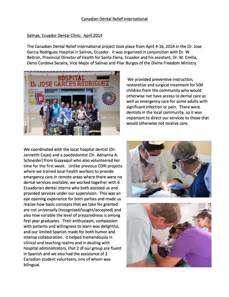 Report by Dr. Kreher