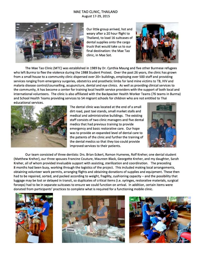 Report by Dr. Kreher
